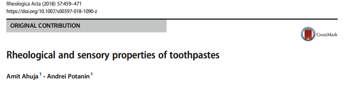Rheological and sensory properties of toothpastes — Rheologica Acta