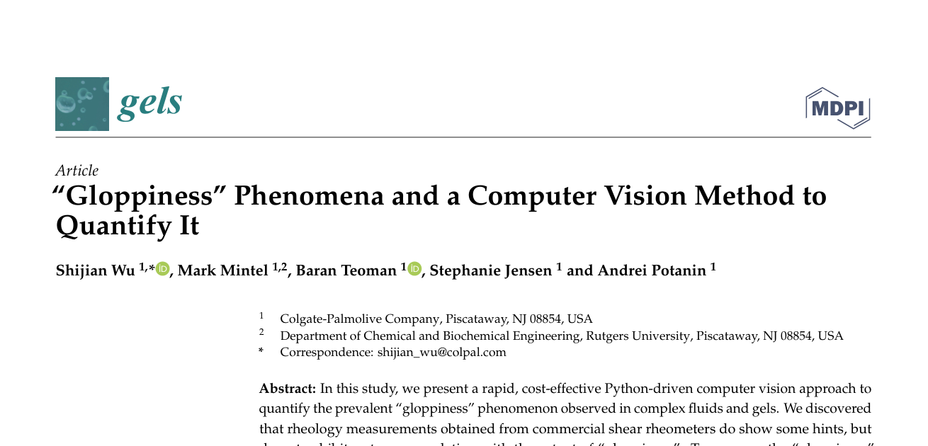 “Gloppiness” Phenomena and a Computer Vision Method to Quantify It — journal paper header