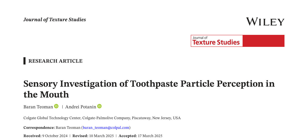 Sensory Investigation of Toothpaste Particle Perception in the Mouth — journal paper header